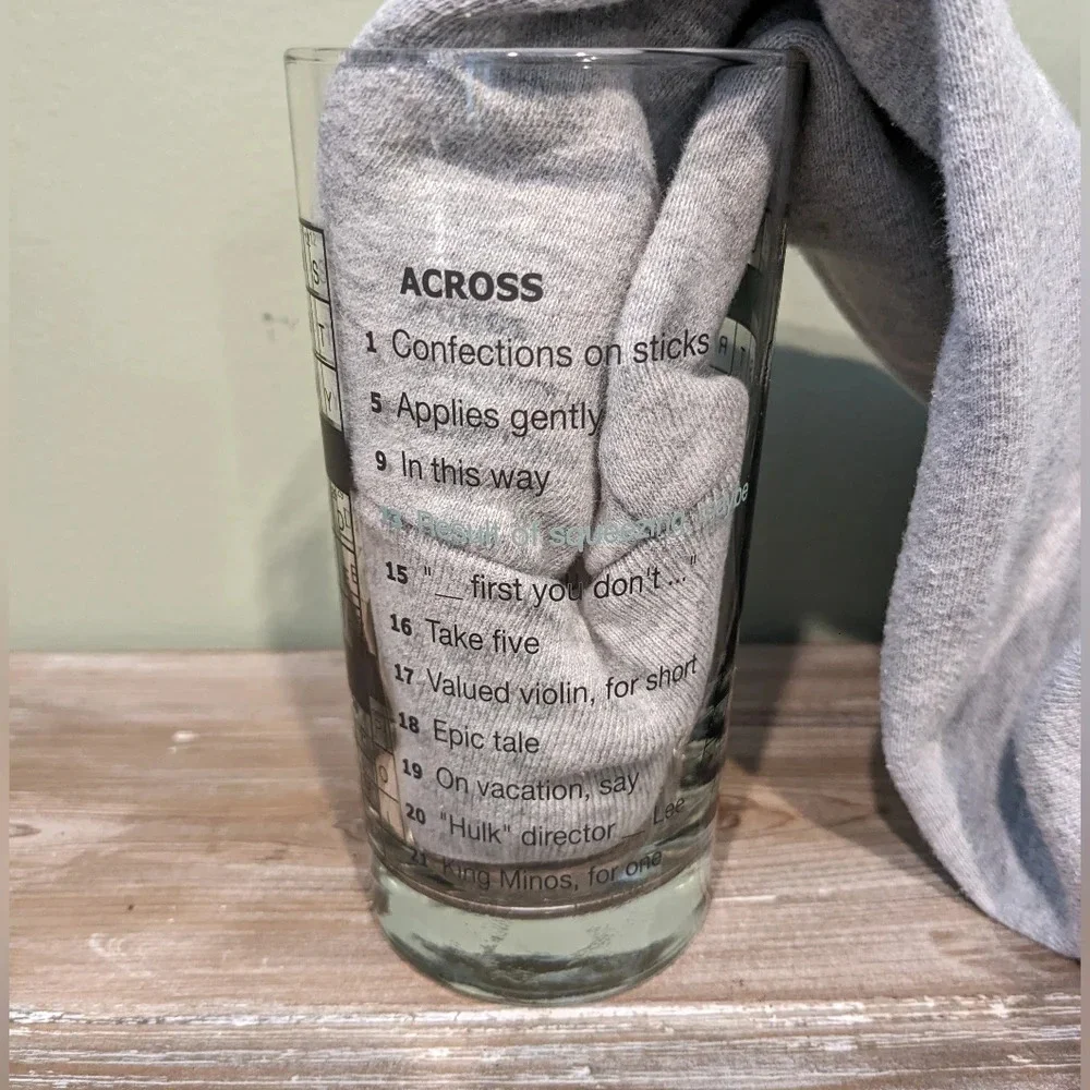 Rare Vintage Crossword Puzzle Drinking Glass!